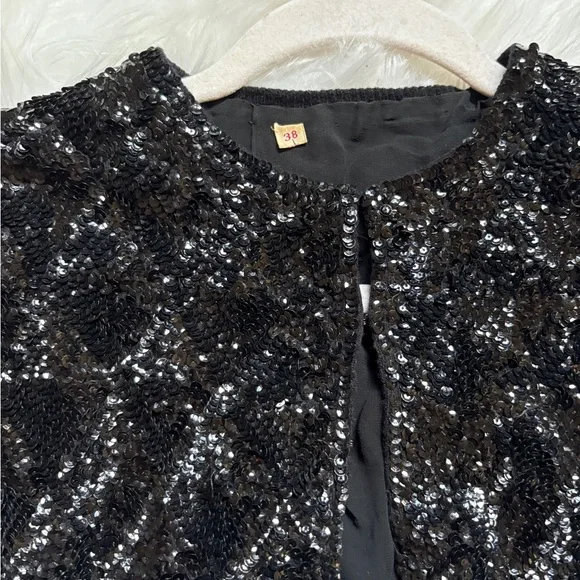 Unique Vintage Black Sequin Jacket - Picture 6 of 8